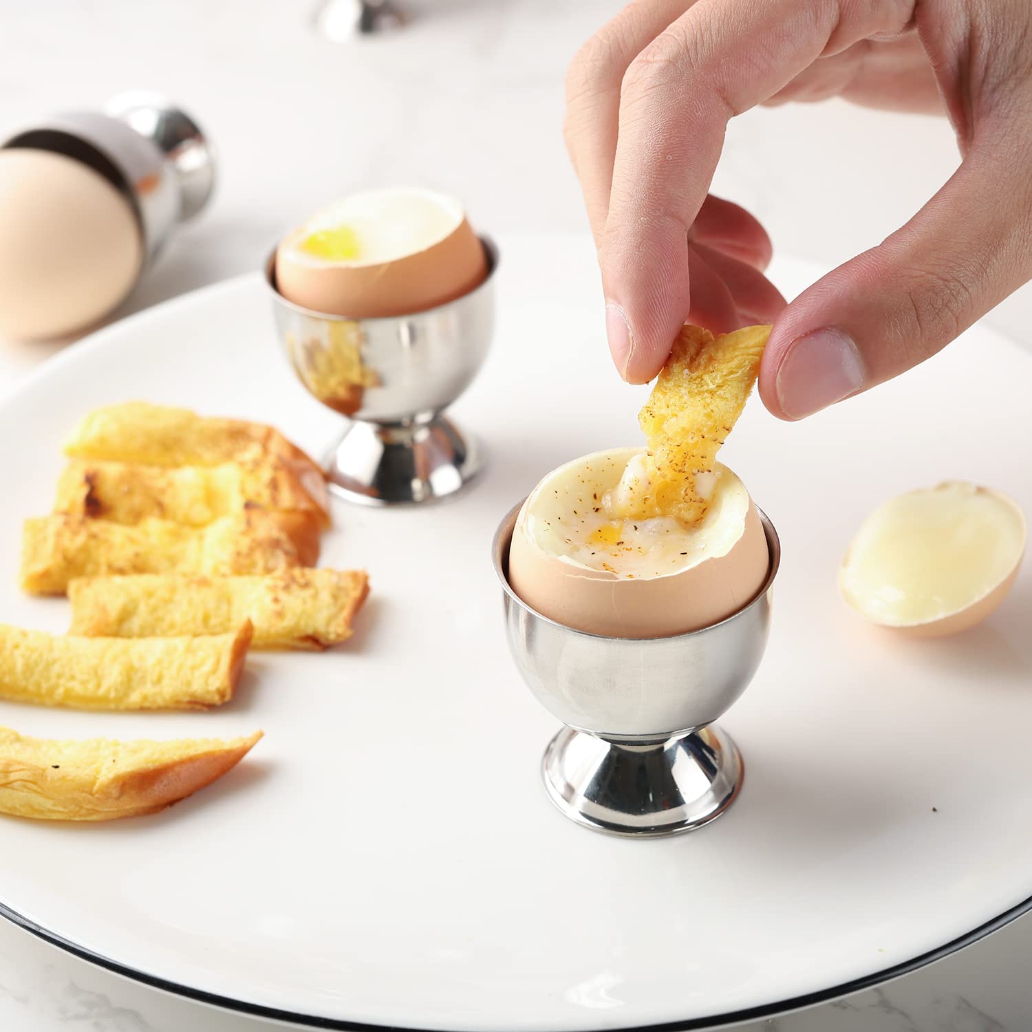 ステンレス製エッグカップセット、ハード、ソフトウエッグトレイ - Kitchen Gadgets To Gift のレビューと価格