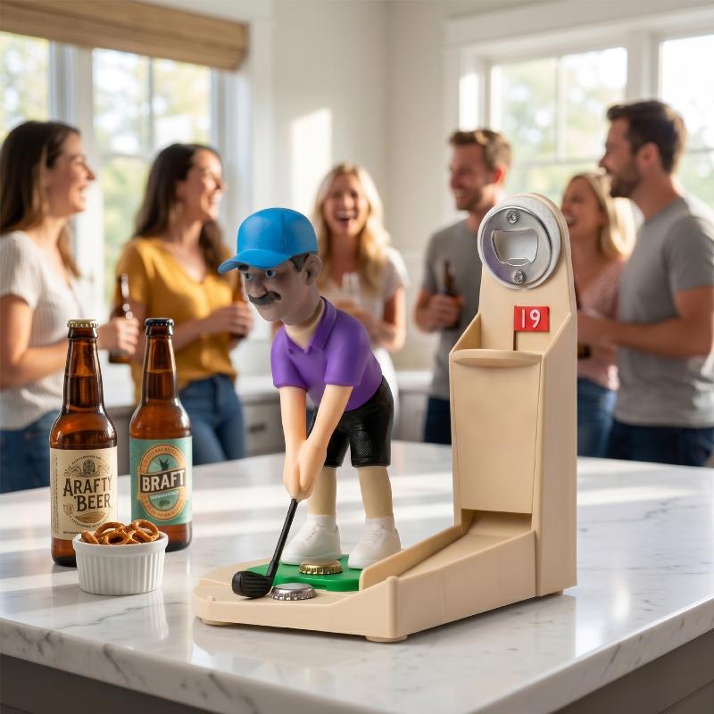 ㈅ ゴルファーの置物ビールボトルオープナー、キャップコレクタ - Kitchen Gadgets To Gift のレビューと価格