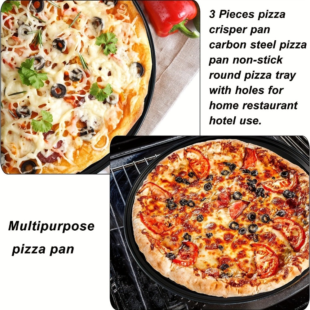 カーボンスチール製穴あきピザパンセット ノンスティック多目的 - Pizza Stone Baking のレビューと価格