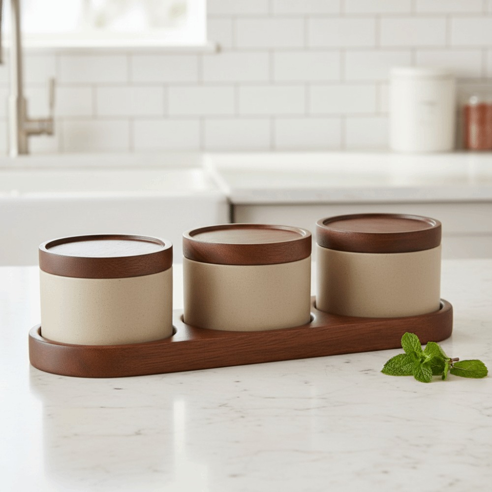キッチンガジェット和風セラミック調味料入れ蓋付きスプーントレ - Kitchen Gadgets Vintage のレビューと価格